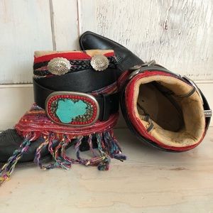 Boho restyled cowboy boots size 8